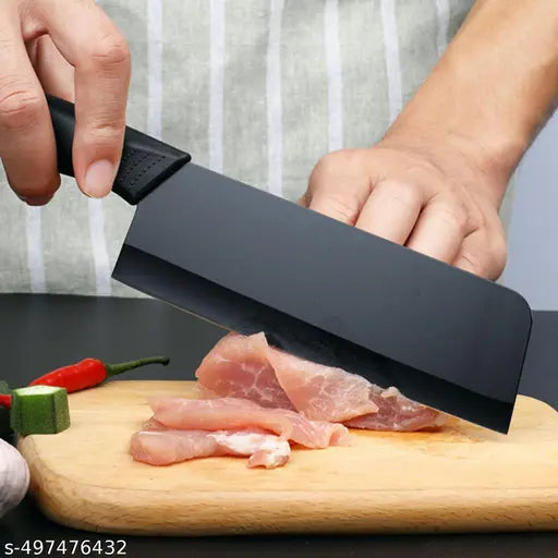 Stainless Steel 3 Pieces Professional Kitchen Knife Set/Meat Knife/Chef Knife with Non-Slip Handle Sharp Manual Sharpening for Home Kitchen/High Carbon Stainless Steel Knife Set(Black with knife cover)
