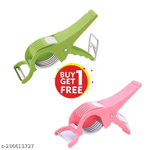 WINGER Multipurpose 2 in 1 Vegetable and Fruit Cutter & Peeler 5 Blade Stainless Steel with Locking System, Multi-Functional Kitchen Tool, Sabji cutter