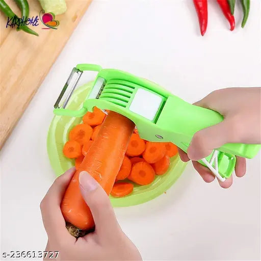 WINGER Multipurpose 2 in 1 Vegetable and Fruit Cutter & Peeler 5 Blade Stainless Steel with Locking System, Multi-Functional Kitchen Tool, Sabji cutter